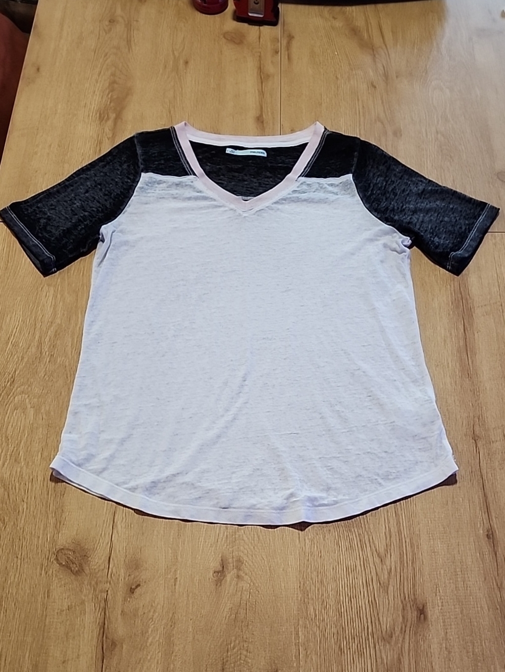 Maurices Light Lavender & Black Contrast V-Neck Top
